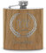 printplanet® - Holz Flachmann mit Name oder Text graviert - Schnaps-Flasche mit Namensgravur selbst gestalten - Motiv: Kranz