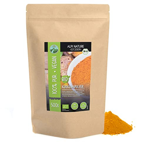 Alpi Nature Kurkuma Pulver BIO 500g, bio Kurkumapulver für Goldene Milch und Kurkuma Latte