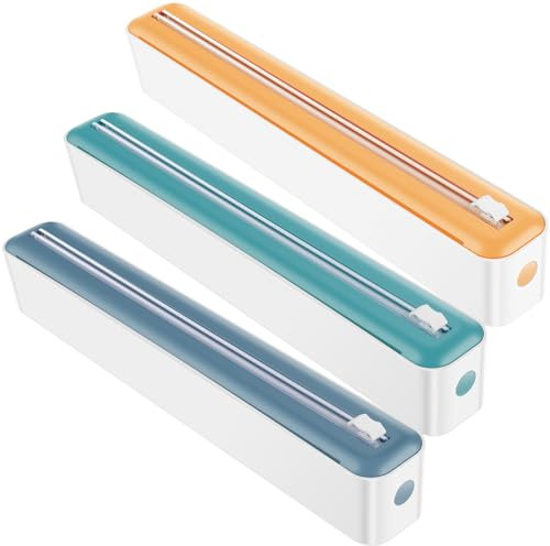 3 Stück Magnetischer Frischhaltefolienspender mit Schneider Folienspender Gastro 35,7x5x5,3cm Adsorbierbar Frischhaltefolie Abroller Magnetisch zum Schneiden von Küchenfolie