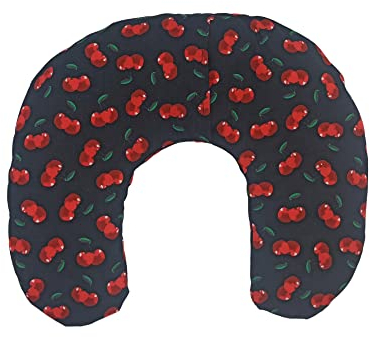 Cuscino Termico cervicale con noccioli di Ciliegia Cherries - Black 36 x 32 cm - ripieno con 600gr di noccioli di Ciliegie bio- per terapie del Freddo e del Caldo - con Fodera Lavabile in Lavatrice