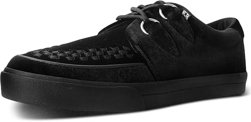 T.U.K. Vegan Creeper Sneaker - Herren & Damen Schuhe - Farbe Black Velvet - Puck, Goth und Rocker Style Leder und Wildleder Schnürschuhe - Größe 41