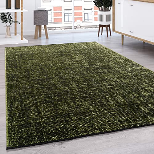 Paco Home Teppich Wohnzimmer Schlafzimmer Flachgewebe Modern Sisal Muster Pastell Einfarbig Fransen, Grösse:60x100 cm, Farbe:Grün
