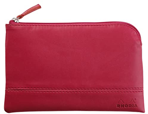 Rhodia 116543C - Rhodiarama pochette zippé en simili cuir italien - taille S (11x17 cm) FRAMBOISE