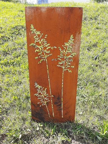 iss-kohli Edelrost Sichtschutzwand Gartendeko rost Stele 148 cm hoch 60 cm breit