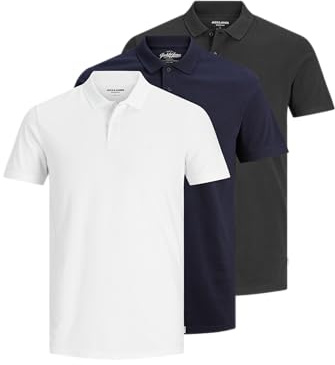 Jack & Jones Jjebasic Polo Ss 3Pk Mp Noos, marinblå blazer, L