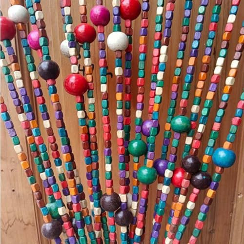 Cortina De Abalorios para Puertas 38 Strands Cortina De Puerta De Cuentas Colgantes Colgante De Madera con Cuentas 90x190cm para Salón Dormitorio Pasillo Balconoy