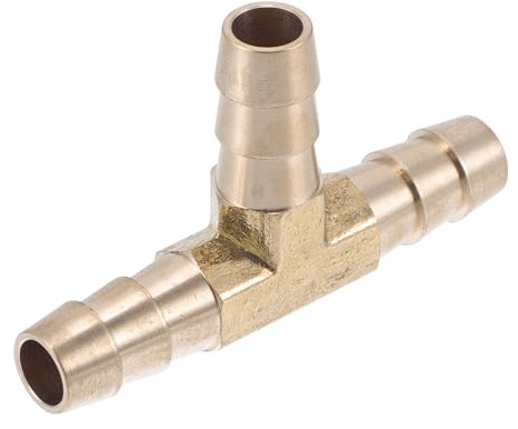 HEROFFIX Brass Hose Barb Fittings 3/8 t Shaped 3 Way Connector for Air Water Oil Gas Fuel 1 Pcs Gold Tone