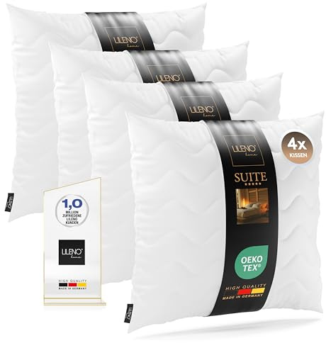 LILENO HOME 4er Set Kissenfüllung 40 x 40 cm - 95°C waschbares Innenkissen geeignet für Allergiker - Polyester Kisseninlet als Sofa Kissen, Couchkissen, Cocktailkissen und Kopfkissen