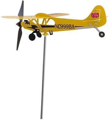 Veleta de jardín con avión 3D, decoración Metal, Molino Viento enchufable, Adornos Resistentes a la Intemperie for al Aire Libre Weather Veleta Retro(L 32X30cm)