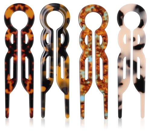 4 Pcs French Hair Pins, Vintage Elegant French Hair Pin for Women, Acetate Twist Hairpin for Women, Hairpins Accessories (4 Colors)