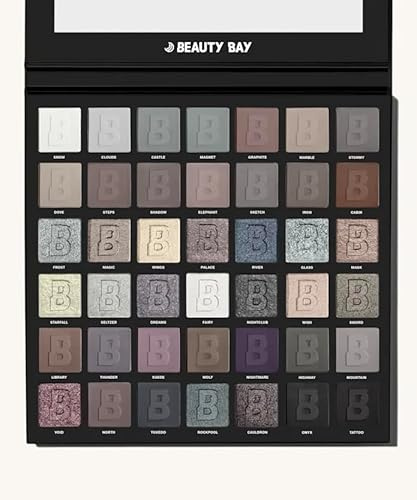 BEAUTY BAY Smoky 42 Colour Eyeshadow Palette - Cool-Toned Greys & Deep Slates in Matte & Metallic Finishes - High Pigment, Blendable, Long-Wearing - Vegan & Cruelty-Free