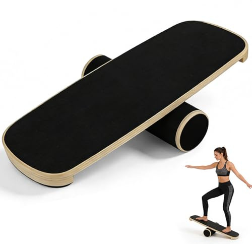 Balansbräda för barn och vuxna – surfing balanstränare med justerbara stopp och korkroll, perfekt för hockey, snowboard och surfträning, Slackline Board förbättrar effektivt balansen