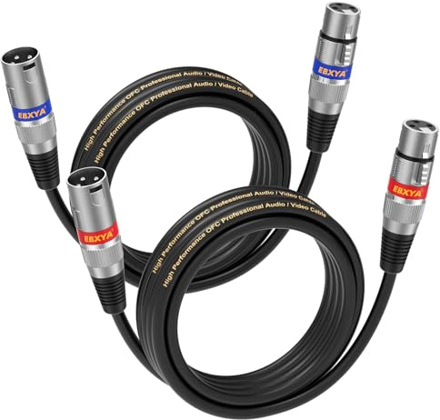 EBXYA Cable XLR 3m 2-Pack Multicolor para Estudio, Live y Fantasma