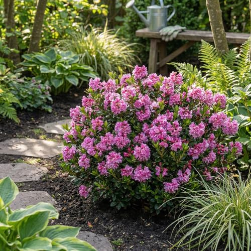 Bloomique - Juego de 2 - Rododendro Bloombux Magenta - Rododendro enano - Plantas de jardín - Resistente al invierno - Perenne - 30-40 cm de altura - Maceta de 17 cm