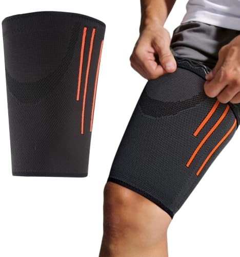XBFOCNH Muslera de Compresión Deportiva para Hombre y Mujer - Soporte de Muslo Elástico y Transpirable para Recuperación de Lesiones, Desgarros y Contracturas - 1 Unidad, Talla L