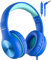Nabevi Cuffie per Bambini, Cuffie Bambini con Filo, 85/94dB Limite di Volume, Suono HD, Funzione di Condivisione, Cuffie Bambini con Microfono Pieghevoli Regolabili per Scuola/Viaggio/PC/Phone, Blu