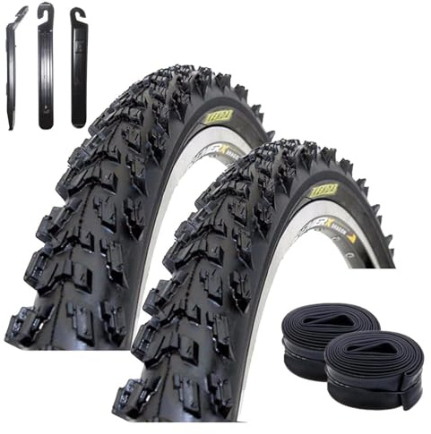 2 x Kenda 20 MTB K-829 Fahrradreifen in Schwarz 50-406 (20 x 2,00) + 2 passende AV Schläuche inkl. maxxi4you Reifenheber