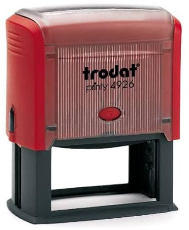 Trodat - Printy 4926 - Custom Stempel mit Wunschtext personalisieren, hier gleich online gestalten Gehäusefarbe Schwarz – Adresstempel - Firmenstempel - mit Wunschtext – 75x38 mm - 10 Zeilen