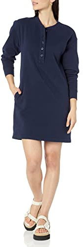 Amazon Essentials Abito Stile Felpa in Maglia con Scollo Serafino (Disponibile in Taglie Forti) Donna, Blu Marino, L