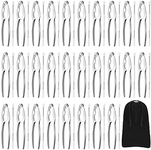 Zhehao Lobster Crackers and Picks Set Seafood Party Dinner Supplies Stainless Steel Crab Leg Tool with Seafood Fork and Bag Heavy Duty Nut Cracker Set Opener Shellfish for Kitchen Restaurant(61 Pcs)