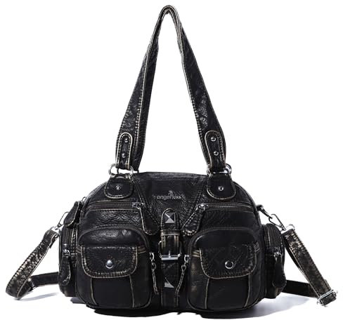 Angel Kiss Hobo Crossbody Purses for Women Shoulder Bag Multipocket Soft Hobo Purses Removable Strap Leather Handbags