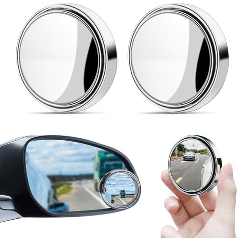 2Pcs Blind Spot Mirrors For Cars,Blindspot Mirrors for car,360° Rotate Sway Silver HD Glass Round Curved Convex Wide Angle Mirror,Universal Car Blind Spot Mirrors for Car SUV Trucks Traffic Safety