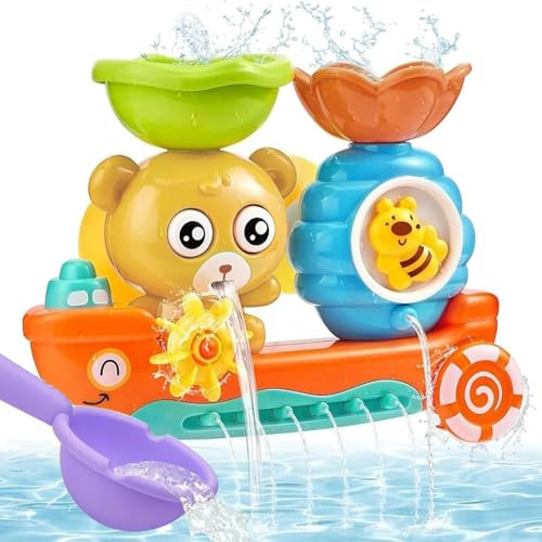 Badewannenspielzeug ab 1 2 3 4 Jahre, Badespielzeug Baby ab 1 Jahr, Bär und Bee, Wasserspielzeug Kinder, Badewannen Spielzeug Kinder, Geschenk für Jungen Mädchen Geburtstag (A)