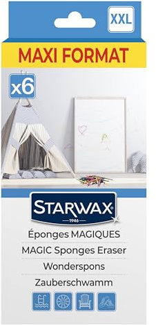 STARWAX - Spugne magiche - Cancellano le macchia in un batter d’occhio - Non graffiano - facili da pulire - Maxi formato - Multi-superfici - Set di 6