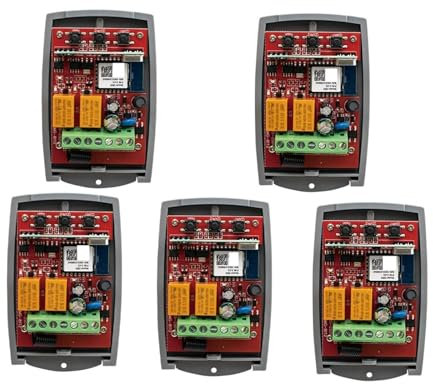 Motor Puerta Corredera, interruptor inteligente Universal RF puerta de garaje abridor controlador 433mhz 7-250V receptor externo de 2 canales,para Puerta de Jardín Garaje(5PCS AC 85-250V)