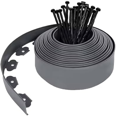 Borde De Césped, Borde De Jardín De Plástico De 5/10/15 M, Borde De Jardín con 30 Estacas, Borde De Paisajismo Sin Excavación, Tiras Flexibles for Bordes De Césped, Bordes De Parterres(15m,10cm)