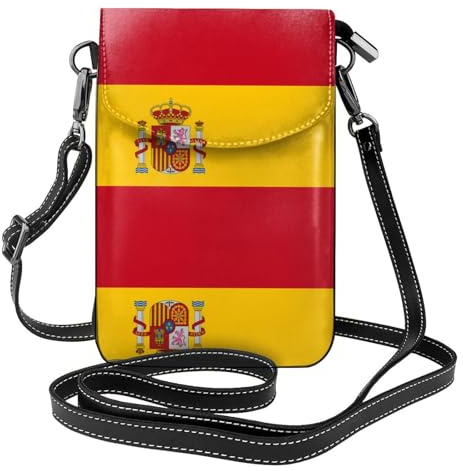 QAZWZML Cartera pequeña cruzada para teléfono con la bandera de España con tapa abatible, perfecta para ir de compras, viajes y uso diario.