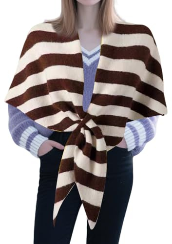 Sjal Wrap Cashmere Randig Design Stickad Dam Sjal