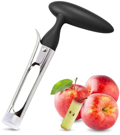 ARWIG Sbucciatore per Mele - Estrattore di torsoli e affettatrice in Acciaio Inox con Coperchio, sbucciatore per Frutta Multipla, Lavabile in lavastoviglie (Nero)