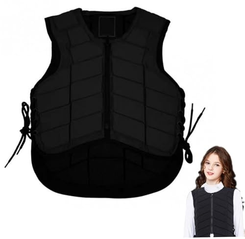 AZIDWERYQ Equipo para Montar a Caballo, Chaleco Acolchado para Montar a Caballo, Chaleco de Seguridad Ecuestre con Cuerda Ajustable y Cremallera, para Altura de 41.34 49.21 Pulgadas, niños y niñas