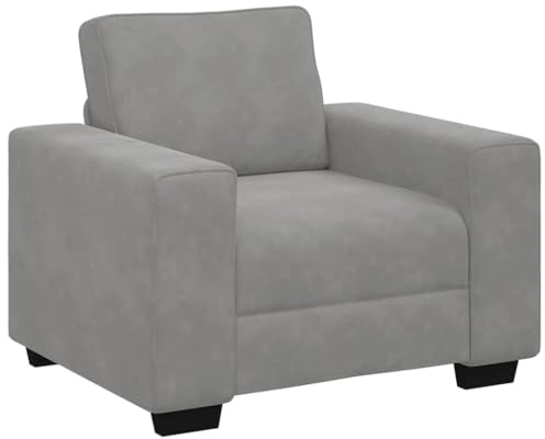 zylophax fåtölj ljusgrå av sammet 100 x 77 x 82 cm med vadderad sits och robust plywoodram för vardagsrum, sovrum och arbetsrum, bekväm relaxsoffa med moderna armstöd och