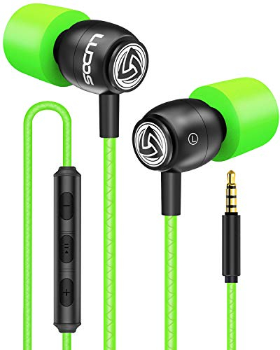 LUDOS CLAMOR Auricolari In-Ear Cuffie, Cuffiette con Filo e Microfono, Garanzia 5 Anni, Audio di alta Qualità, Memory Foam, Cavo Rinforzato, Bassi, Controllo del chiamate per iPhone, Samsung, Huawei