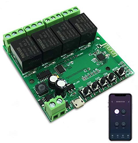 Newgoal Módulo de relé de interruptor inteligente WiFi de 4 canales, la aplicación TUYA/Smart Life se utiliza para el control remoto del hogar inteligente, el tiempo instantáneo es ajustable