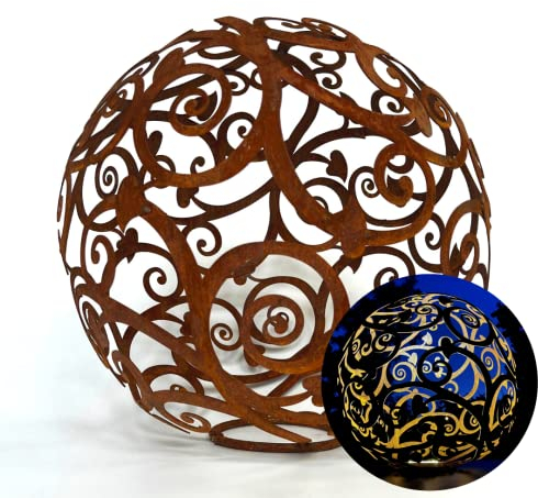 Terma Rost Kugel 40 cm Barock filigran Handmade Germany Gartenfigur groß Metallfigur edelrost Garten Deko Outdoor deko Metall Kugeln Vintage gartendeko rostoptik dekokugel gartenkugel