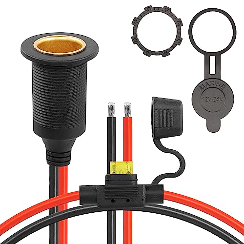 CERRXIAN Cable de extensión para encendedor de cigarrillos de rosca fija de 12 V/24 V, 20 A, 13 AWG, impermeable, cable de repuesto para encendedor de cigarrillos hembra (0,3 m)