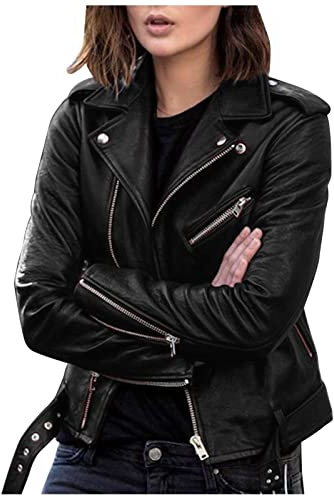 Vestes d'hiver d'équitation pour femme en cuir pour femme veste de moto décontractée coupe ajustée courte fermeture éclair motard drôle automne vêtements d'extérieur mignonnes vestes essentielles pour