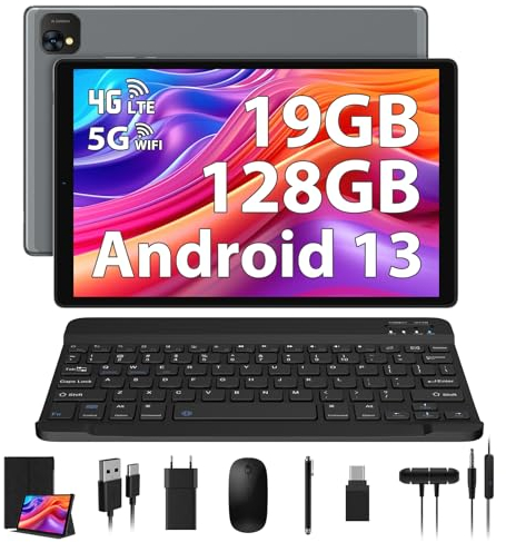 PIXPEAK Tablet 10 Pulgadas 4G LTE y 5G WiFi, Android 15.0 Octa-Core 2.0GHz, 36GB RAM, 128GB ROM(1TB Expandible), 1920 * 1200FHD, 13MP+8MP, Tablet con Teclado etc, GPS/Bluetooth, Gris