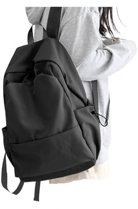 HYC00 Schulrucksack Damen, Causal Travel Schultaschen 15.6 Zoll Laptop Rucksack für Mädchen im Teenageralter Leichter Rucksack Wasserabweisend Bookbag College Boys Men Work Daypack,Schwarz L