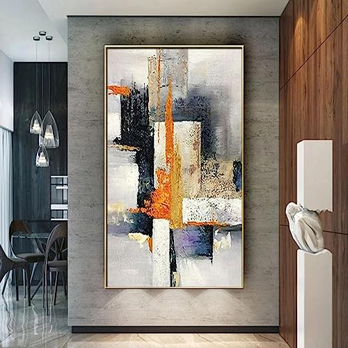 CHAOJIART Pintura al óleo grande, arte abstracto de la pared, póster en lienzo, geometría POP moderna, cuadro de pared, decoración vertical para la entrada de la sala de estar, 75x150cm sin marco