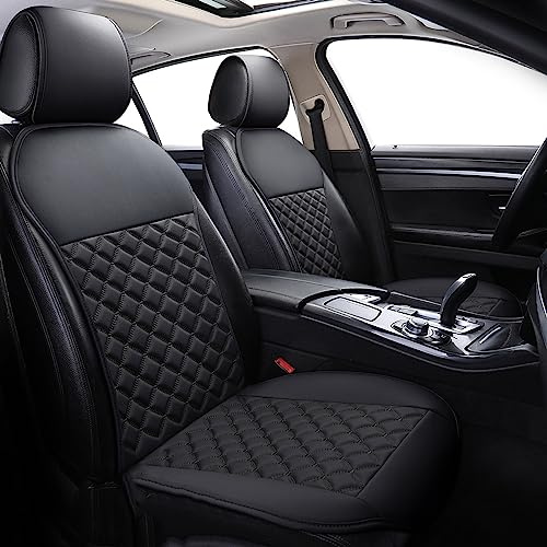 Chifeng 2pcs Faux Leather Front Car Seat Covers Compatible with Kia，Waterproof Car Seat Cushion Seat Protective Cover (black)
