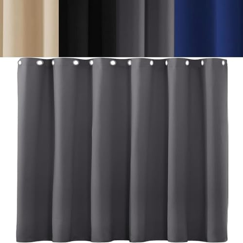 AMZYU Ösenvorhang Lärmschutzvorhang 1Er Pack, 110 x 240 cm Schöner Weicher, Kälteschutz Warm Gardinen Verdunkelungsvorhang, Raumteiler Waschbar Größe Und Farbe Wählbar, Dunkelgrau