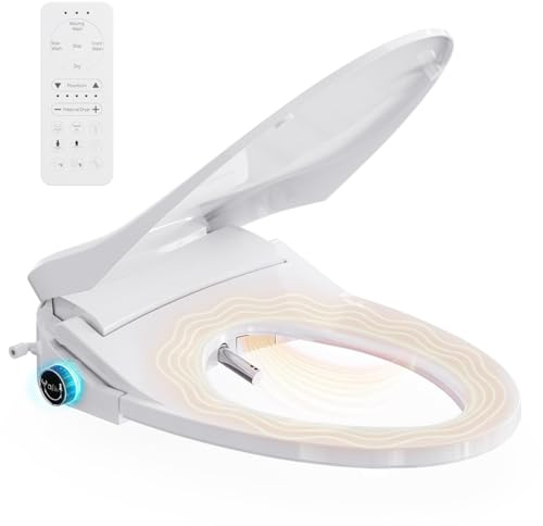 Jevinni Electric Bidet Toilet Seat Elongated,Heated Smart Bidet Toilet Seat Instant Warm Water&Dryer,Adjustable Water Pressure,Self-Clean Nozzle,Night Light,Whisper Quiet Slow Close,ForMen Women&Child