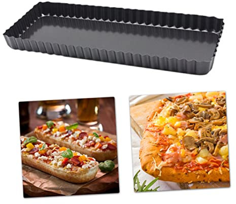 HEALEEP Teglia Da Forno Antiaderente Rectangolare Con Fondo Rimovibile Utensile Per Quiche e Torte Facile Da Pulire e Conservare Materiale Resistente e Leggero