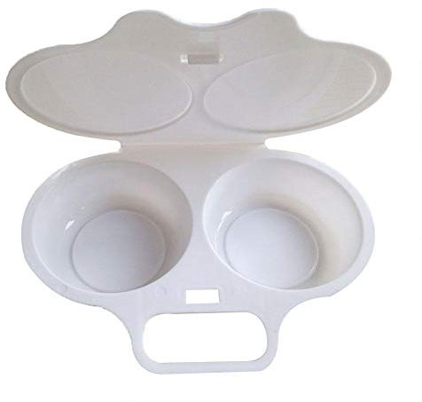 Microwave Egg Poacher, Reusable Poached Egg Maker, 2 Cavity Nonstick Poached Egg Maker with Lid, Double Cups Egg Boiler for Home Kitchen Hotel Gadgets