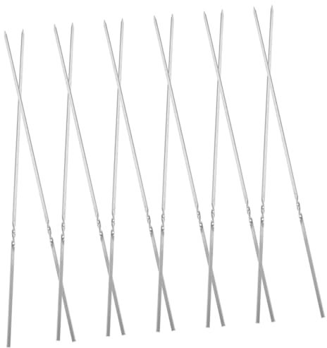 EXHUMKY 20 piezas Brochetas Inoxidable Reutilizables para Bbq Pinchos para Carne y Verduras Acero Antideslizantes y