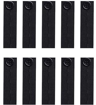 Nzexlyva 10 Pcs Waist Extender for Trousers, Button Extender for Jeans, Elastic Button Pants Waist Extension for Trousers, Waistband Extension for Men and Women